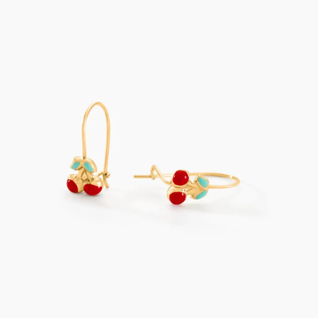 Histoire d'Or Boucles D'oreilles Pendantes Cherry Cerise Or Jaune Discount