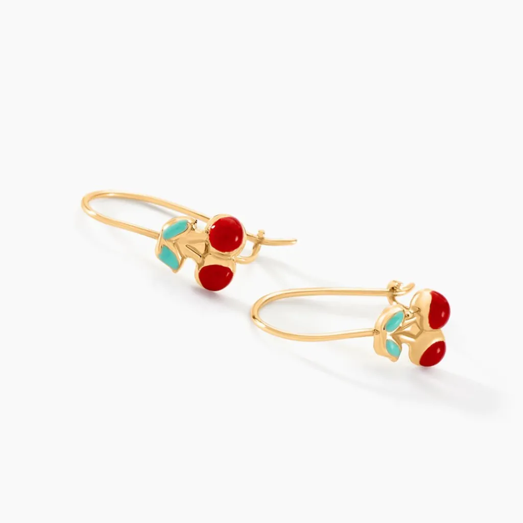 Histoire d'Or Boucles D'oreilles Pendantes Cherry Cerise Or Jaune Discount