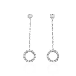 Histoire d'Or Boucles D'oreilles Pendantes Peytone Argent Blanc