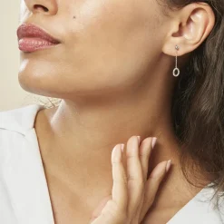 Histoire d'Or Boucles D'oreilles Pendantes Peytone Argent Blanc