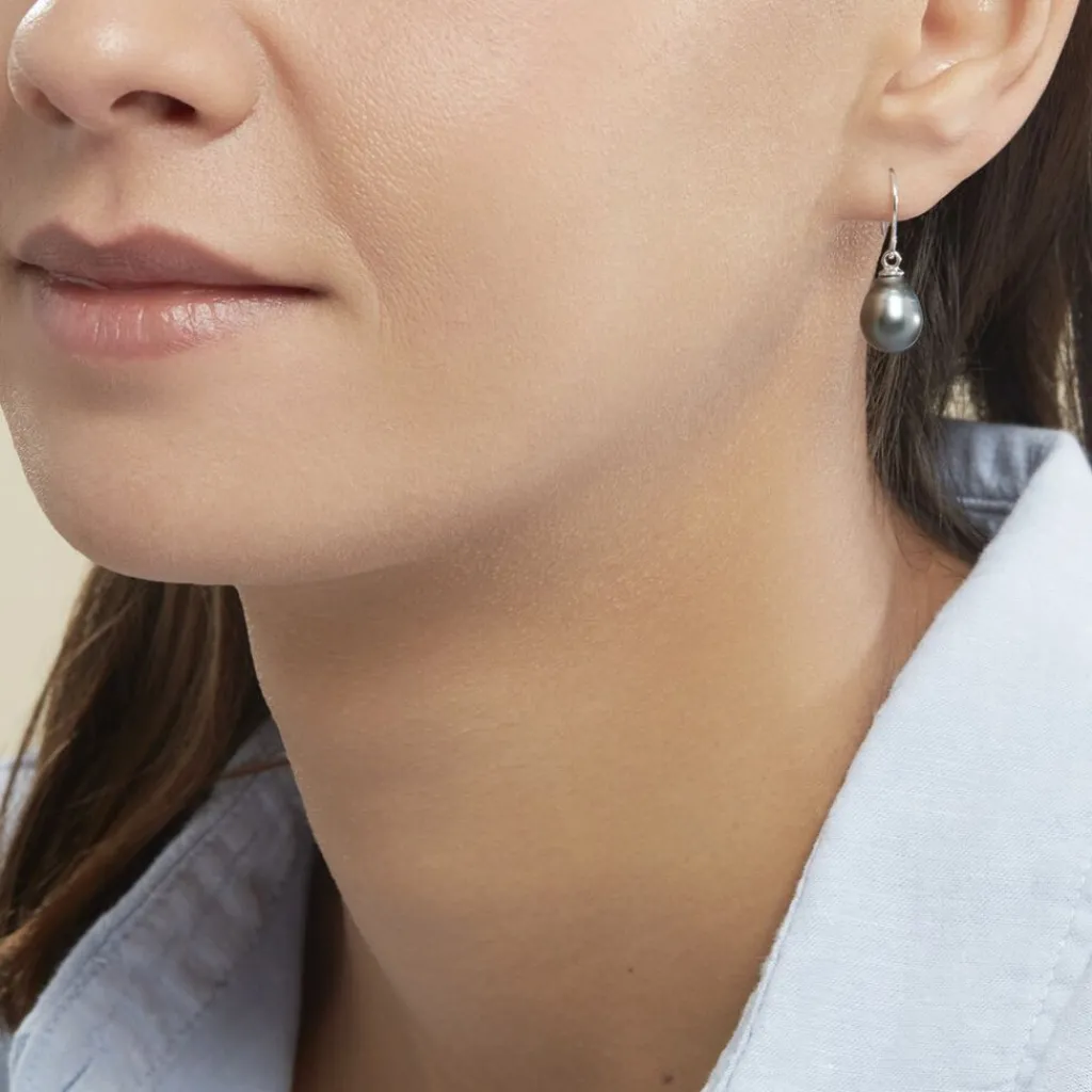 Histoire d'Or Boucles D'oreilles Pendantes Elitivae Or Blanc Perle De Tahiti Sale
