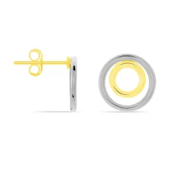 Histoire d'Or Boucles D'oreilles Pendantes Berangere Double Cercles Or Bicolore Clearance