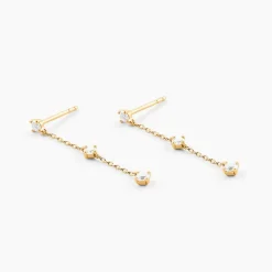 Histoire d'Or Boucles D'Oreilles Pendantes Madhav Or Jaune Diamant Synthétique Hot