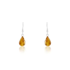 Histoire d'Or Boucles D'oreilles Pendantes Argent Blanc Mareme Ambre Hot