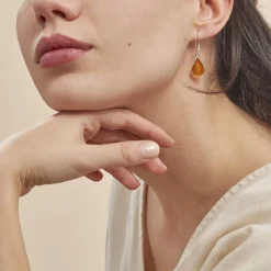 Histoire d'Or Boucles D'oreilles Pendantes Argent Blanc Mareme Ambre Hot