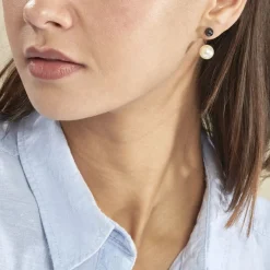 Histoire d'Or Boucles D'oreilles Pendantes Alyson Argent Blanc Céramique New