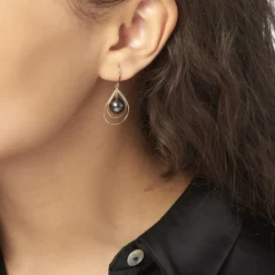 Histoire d'Or Boucles D'oreilles Pendantes Martyna Or Jaune Perle De Tahiti or jaune perle nacre noire Online