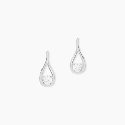 Histoire d'Or Boucles D'oreilles Pendantes Paloma Argent Blanc Oxyde De Zirconium New