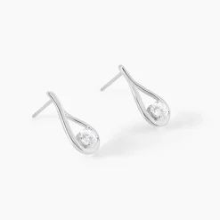 Histoire d'Or Boucles D'oreilles Pendantes Paloma Argent Blanc Oxyde De Zirconium New