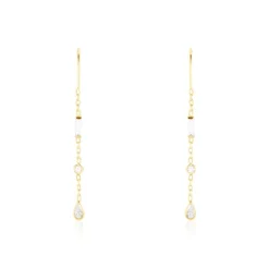 Histoire d'Or Boucles D'oreilles Pendantes Otso Or Jaune Oxyde De Zirconium New