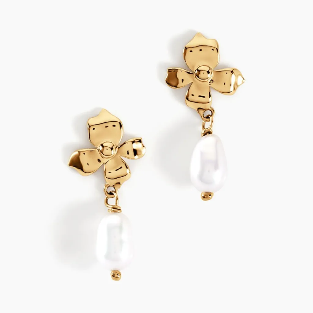 Histoire d'Or Boucles D'oreilles Pendantes Audley Or Jaune Perle De Culture Sale