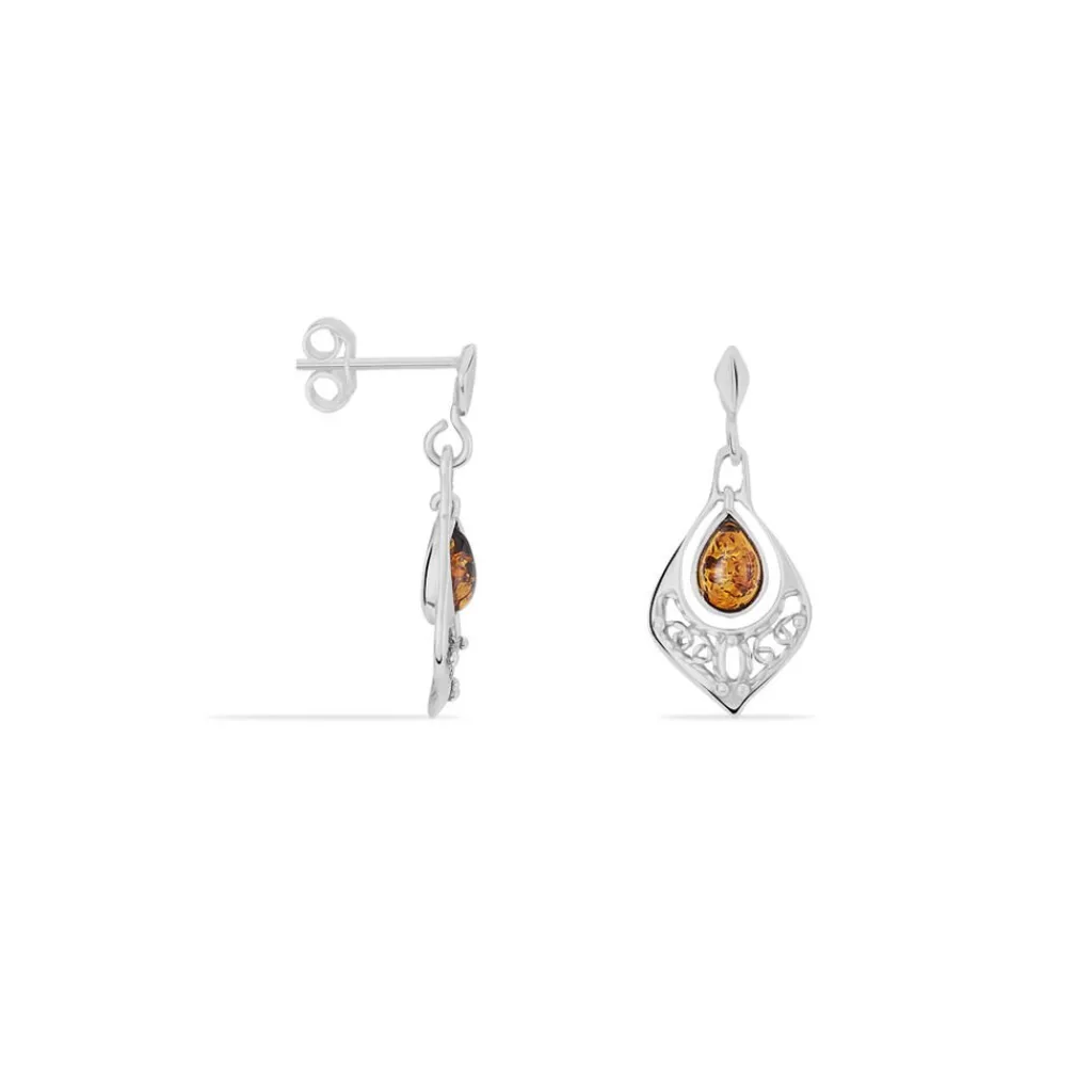 Histoire d'Or Boucles D'oreilles Pendantes Doralyn Argent Blanc Ambre Clearance