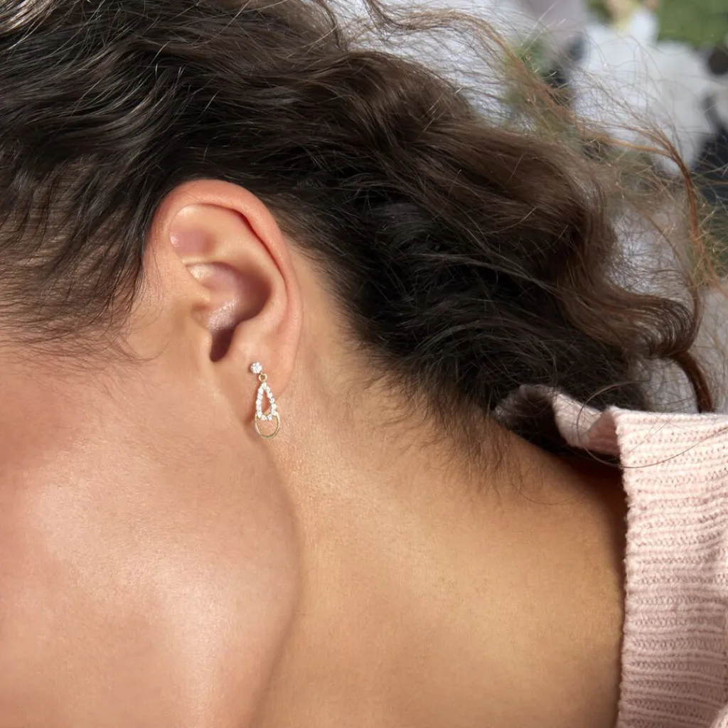 Histoire d'Or Boucles D'oreilles Pendantes Britain Or Jaune Oxyde De Zirconium Hot