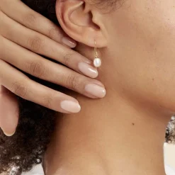 Histoire d'Or Boucles D'oreilles Pendantes Baroque Or Jaune Perle De Culture Sale