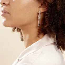 Histoire d'Or Boucles D'oreilles Pendantes Deauville Argent Blanc Discount