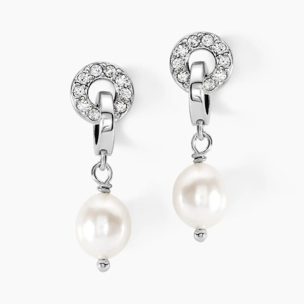 Histoire d'Or Boucles D'oreilles Pendantes Gaetane Argent Blanc Perle Oxyde Outlet
