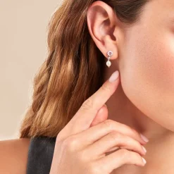 Histoire d'Or Boucles D'oreilles Pendantes Gaetane Argent Blanc Perle Oxyde Outlet