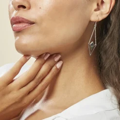 Histoire d'Or Boucles D'oreilles Pendantes Tylee Argent Blanc Outlet