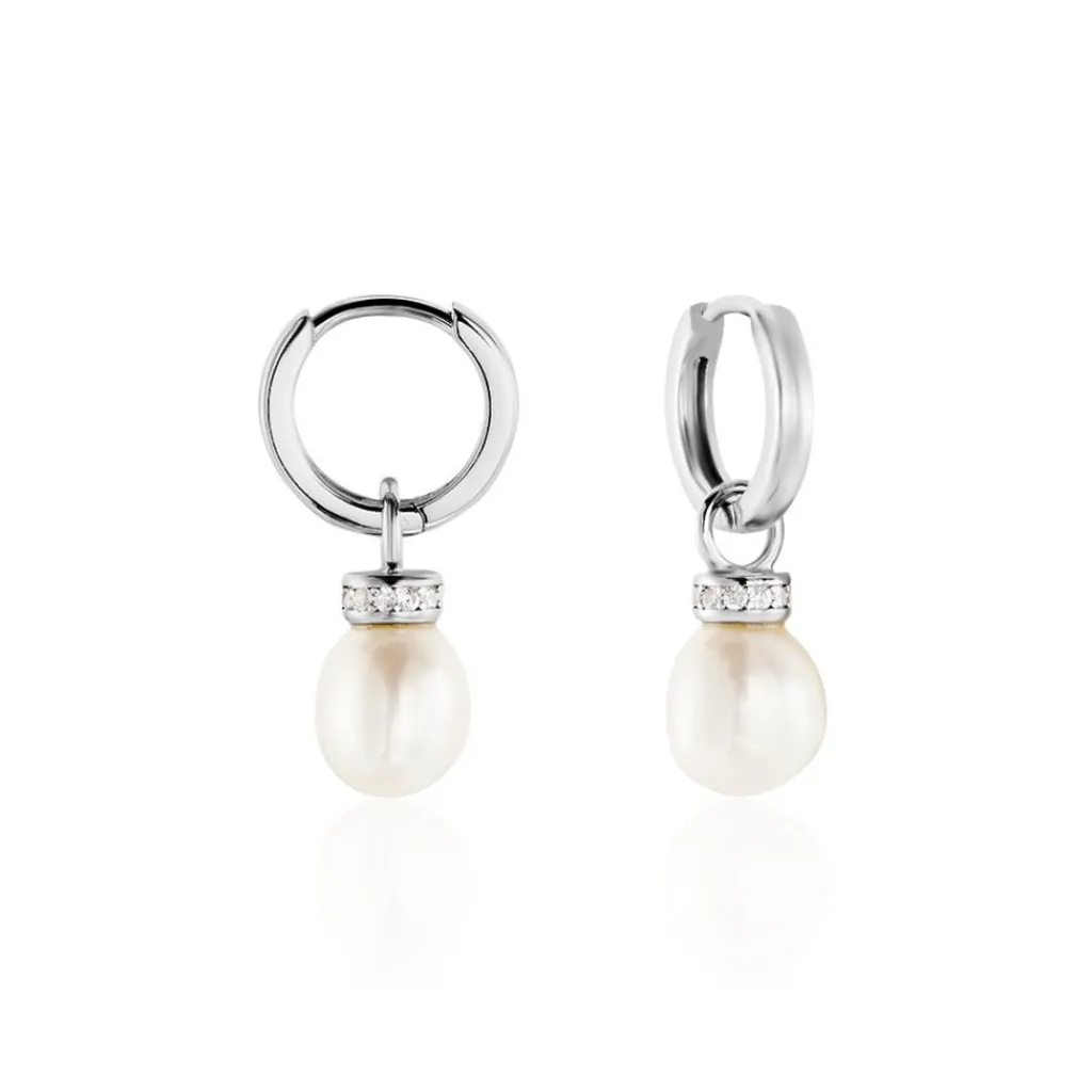 Histoire d'Or Boucles D'oreilles Pendantes Argent Blanc Iribert Perles De Culture Sale
