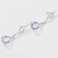 Histoire d'Or Boucles D'oreilles Pendantes Assaf Or Blanc Amethyste Et Oxyde or blanc amethyste violette
