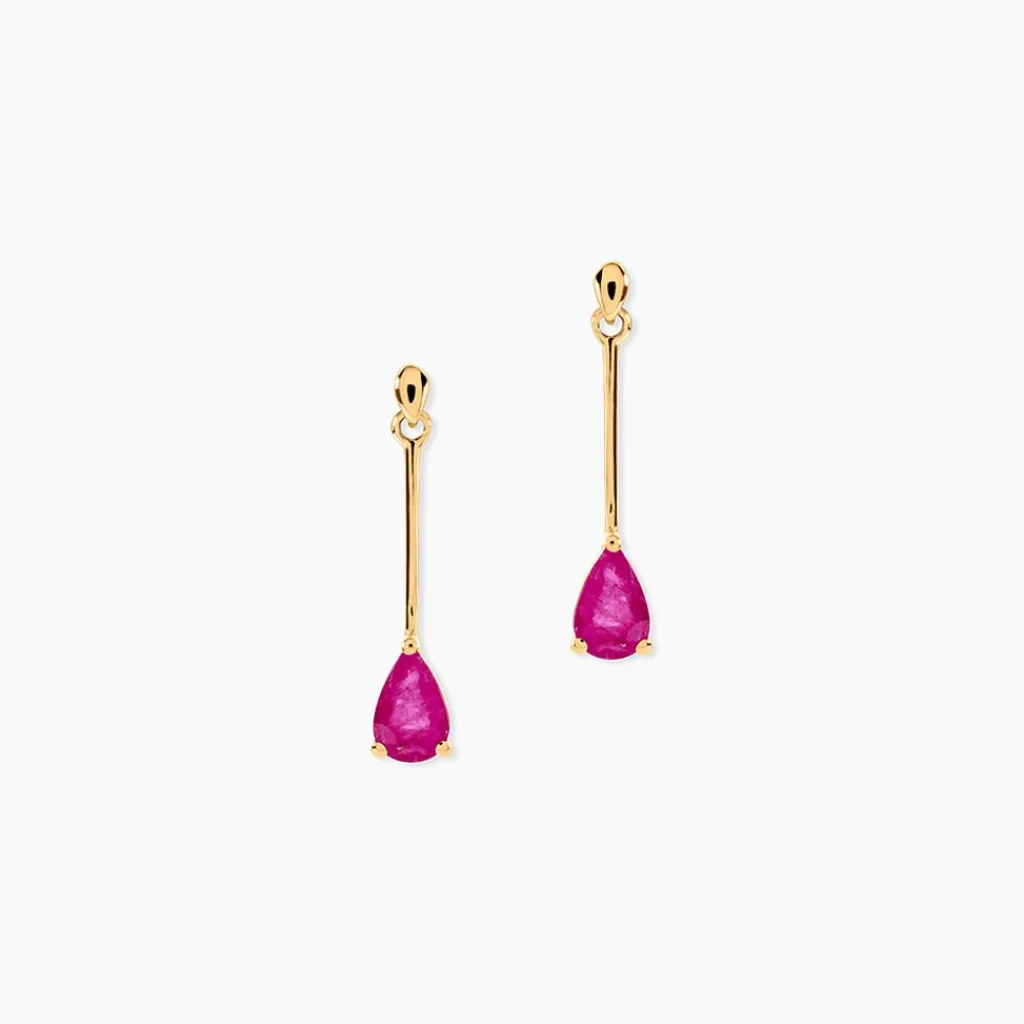 Histoire d'Or Boucles D'oreilles Pendantes Goutte or jaune rubis Hot