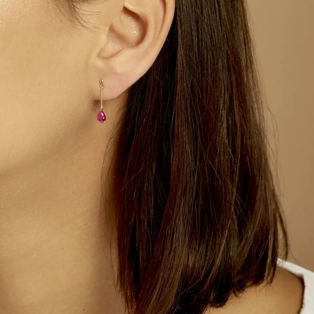 Histoire d'Or Boucles D'oreilles Pendantes Goutte or jaune rubis Hot