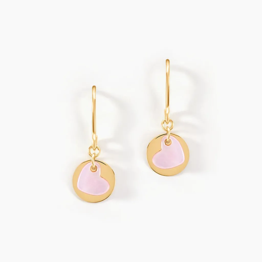 Histoire d'Or Boucles D'oreilles Pendantes Cleomela Coeur Or Jaune Nacre Outlet