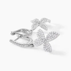 Histoire d'Or Boucles D'oreilles Pendantes Radiant Bloom Argent Blanc Oxyde Outlet