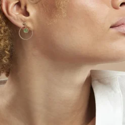 Histoire d'Or Boucles D'oreilles Pendantes Amalthea Plaqué Or Doré Aventurine Vert