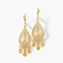 Histoire d'Or Boucles D'oreilles Pendantes Makari Or Jaune New