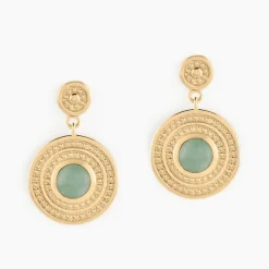 Histoire d'Or Boucles D'oreilles Pendantes Hugolin Plaqué Or Aventurine New
