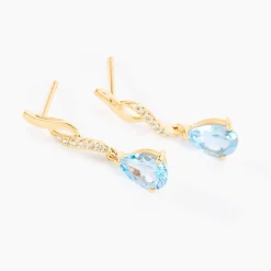 Histoire d'Or Boucles D'oreilles Pendantes Or Jaune Assaf Topaze or jaune topaze bleu sky Outlet