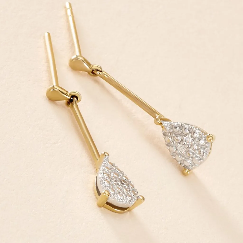 Histoire d'Or Boucles D'oreilles Pendantes Pear C Or Jaune Diamant Discount