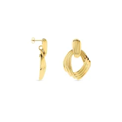 Histoire d'Or Boucles D'oreilles Pendantes Estefany Acier Inoxydable Doré New