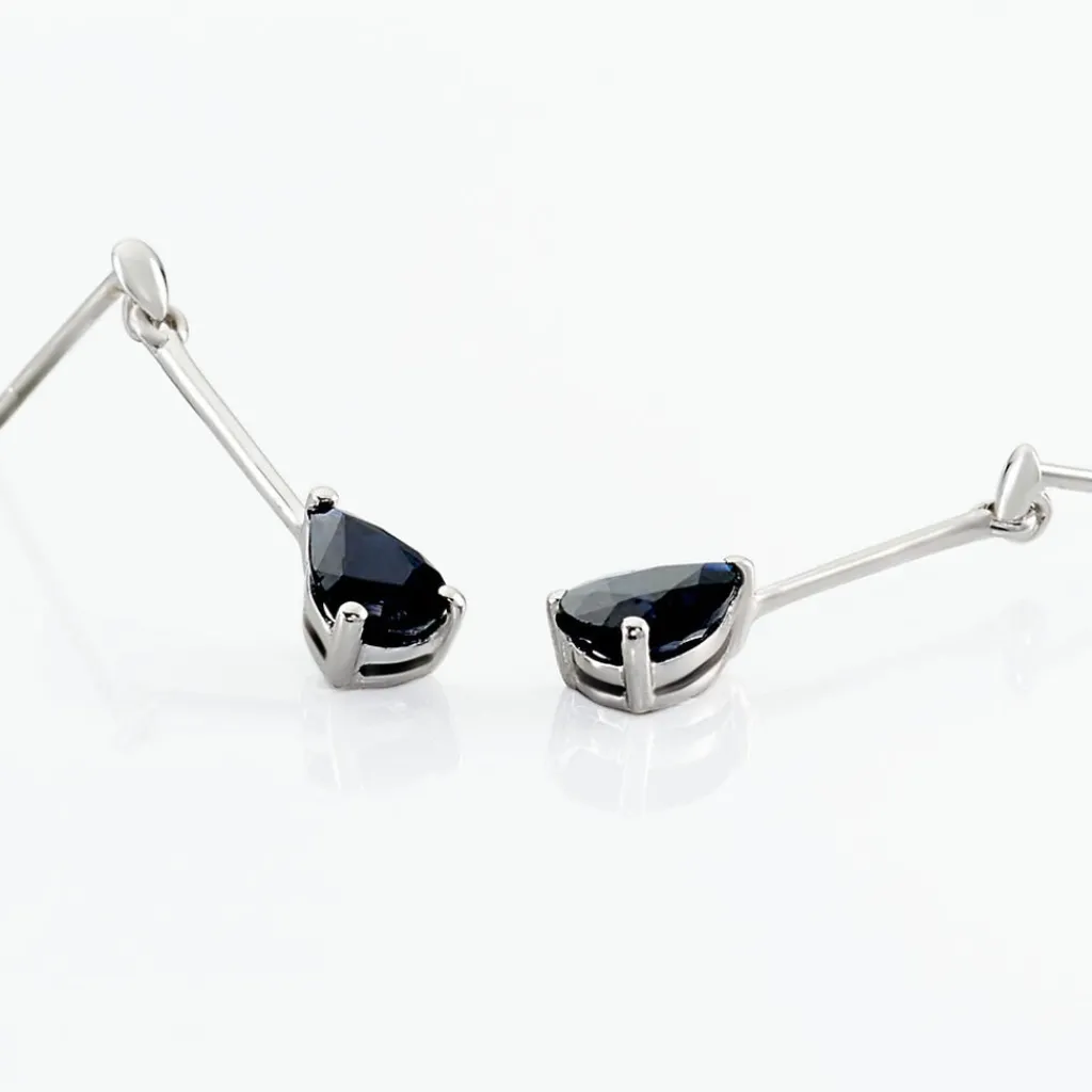 Histoire d'Or Boucles D'oreilles Pendantes Goutte Or Blanc Saphir Clearance