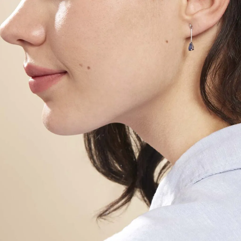 Histoire d'Or Boucles D'oreilles Pendantes Goutte Or Blanc Saphir Clearance