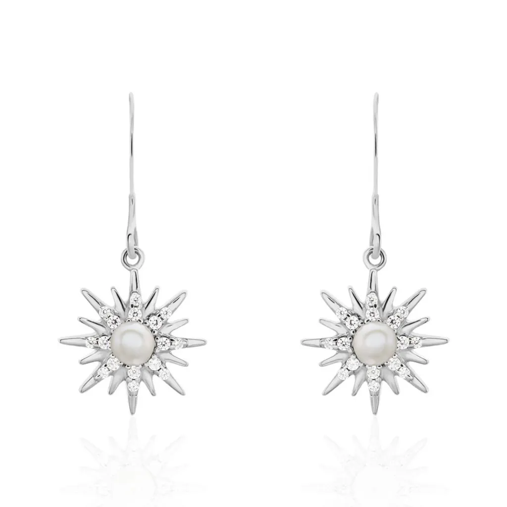 Histoire d'Or Boucles D'oreilles Pendantes Blanca Argent Blanc Perle De Culture Clearance