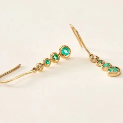 Histoire d'Or Boucles D'oreilles Pendantes Josephine Or Jaune Emeraude or jaune émeraude