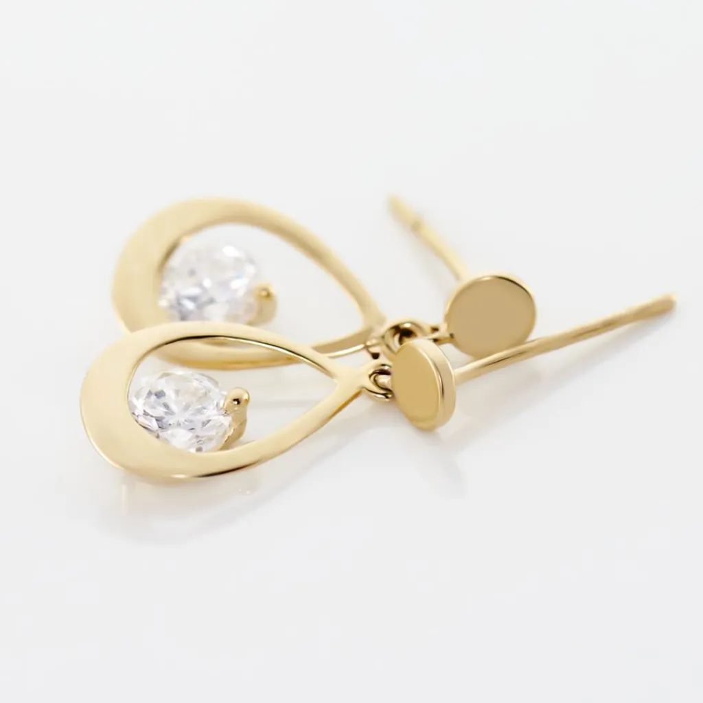 Histoire d'Or Boucles D'oreilles Pendantes Phaenna Or Jaune Oxyde De Zirconium