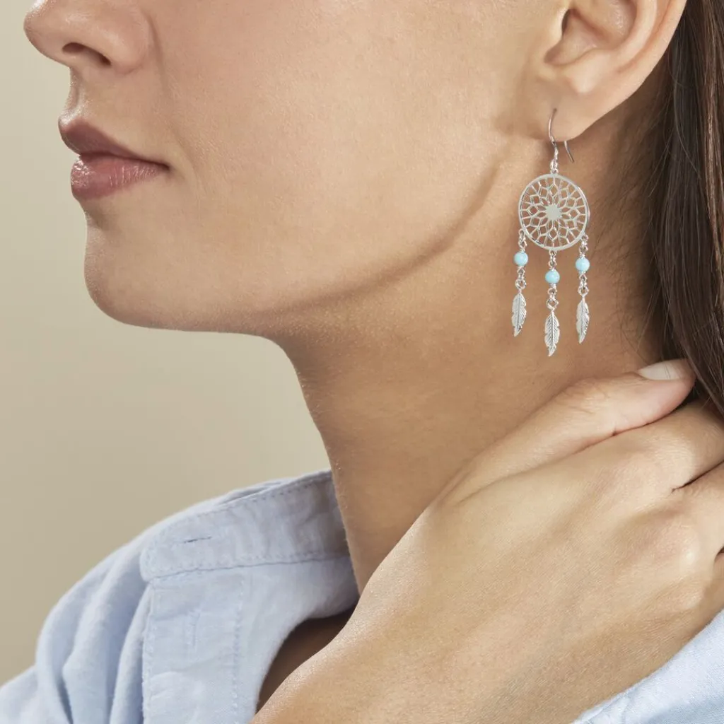 Histoire d'Or Boucles D'oreilles Pendantes Anoki Argent Blanc Hot