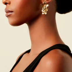 Histoire d'Or Boucles D'Oreilles Pendantes Barbade Acier Jaune Hot