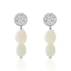 Histoire d'Or Boucles D'oreilles Pendantes Aroha Argent Blanc Amazonite Perle New