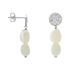 Histoire d'Or Boucles D'oreilles Pendantes Aroha Argent Blanc Amazonite Perle New