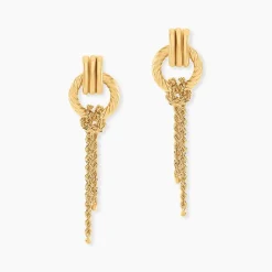 Histoire d'Or Boucles D'Oreilles Pendantes Cordelia Or Jaune New