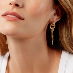 Histoire d'Or Boucles D'Oreilles Pendantes Cordelia Or Jaune New