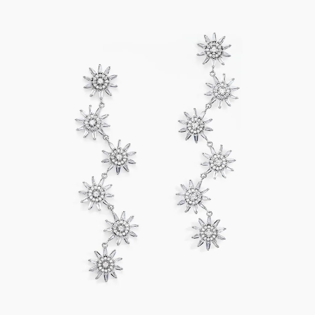 Histoire d'Or Boucles D'oreilles Pendantes Daisy Argent Blanc Oxyde De Zirconium Sale