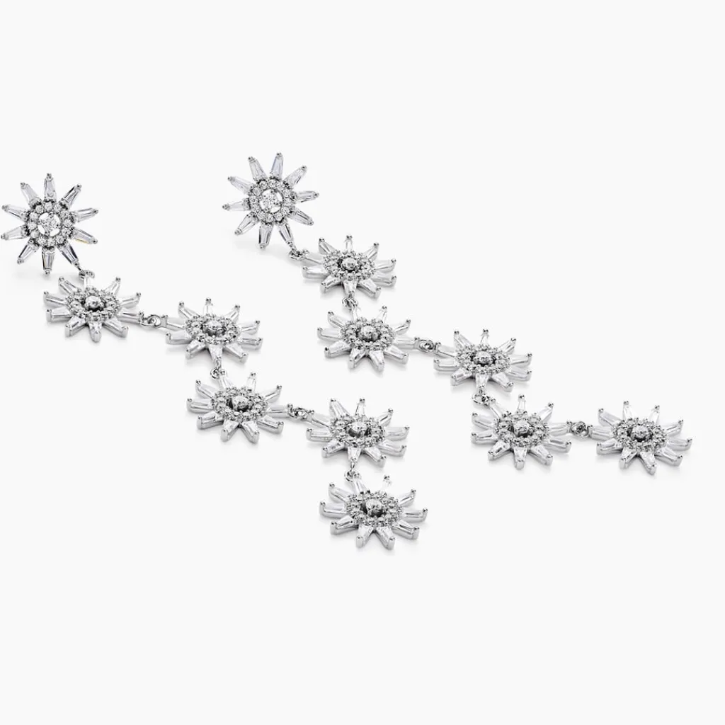 Histoire d'Or Boucles D'oreilles Pendantes Daisy Argent Blanc Oxyde De Zirconium Sale