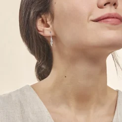 Histoire d'Or Boucles D'oreilles Pendantes Ainhoa Or Blanc Diamant New