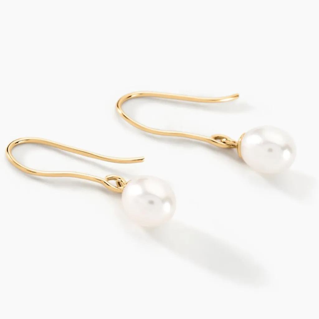 Histoire d'Or Boucles D'oreilles Pendantes Baroque Or Jaune Perle De Culture New