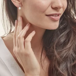 Histoire d'Or Boucles D'oreilles Pendantes Dolores Argent  Perle De Culture Et Oxyde